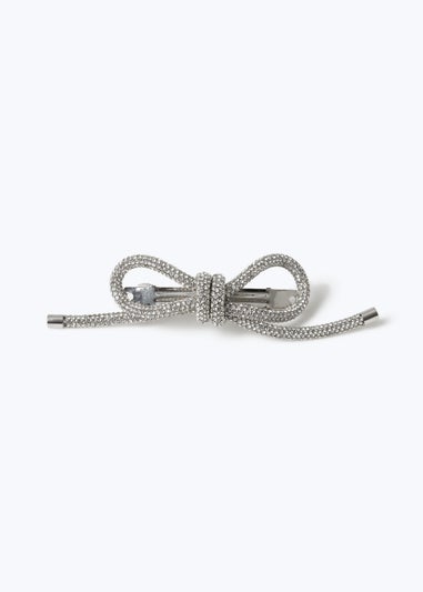 Muse Silver Diamante Jelly Bow Clip