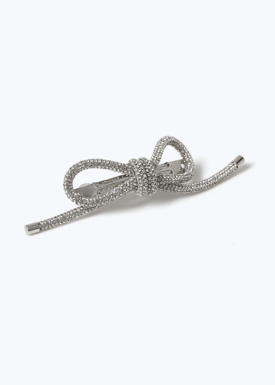 Muse Silver Diamante Jelly Bow Clip