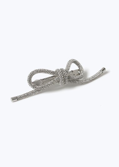 Muse Silver Diamante Jelly Bow Clip