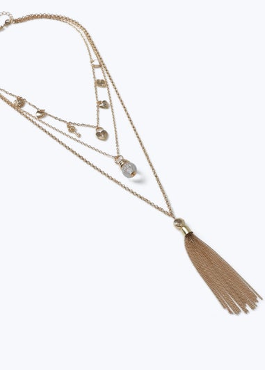 Muse Gold Multi Row Lariat Necklace
