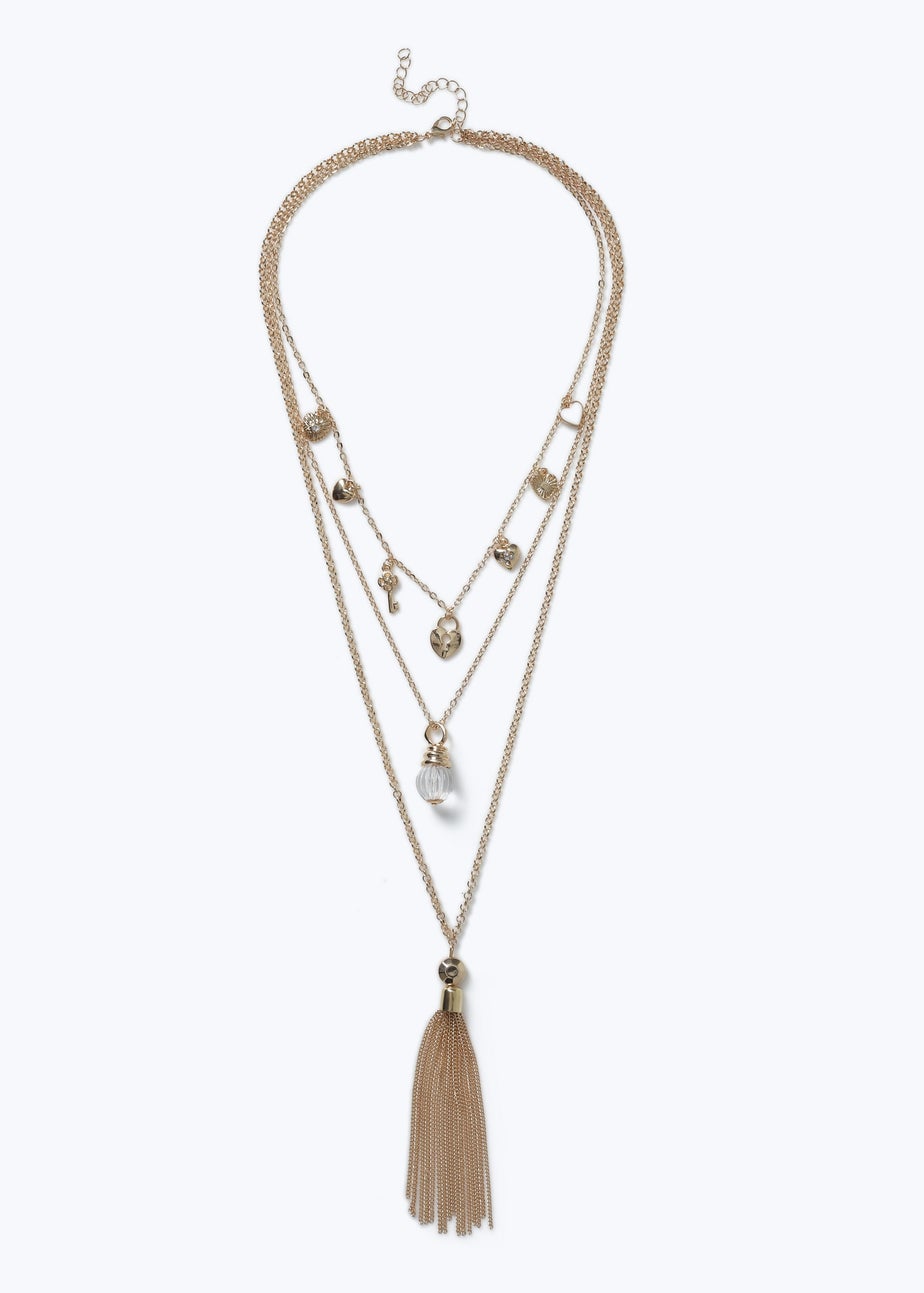 Muse Gold Multi Row Lariat Necklace
