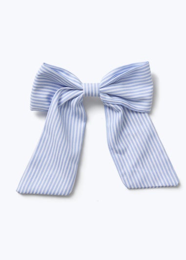 Muse Blue Stripe Bow Clip