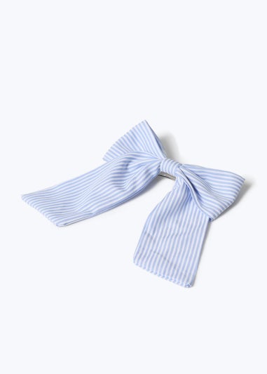 Muse Blue Stripe Bow Clip