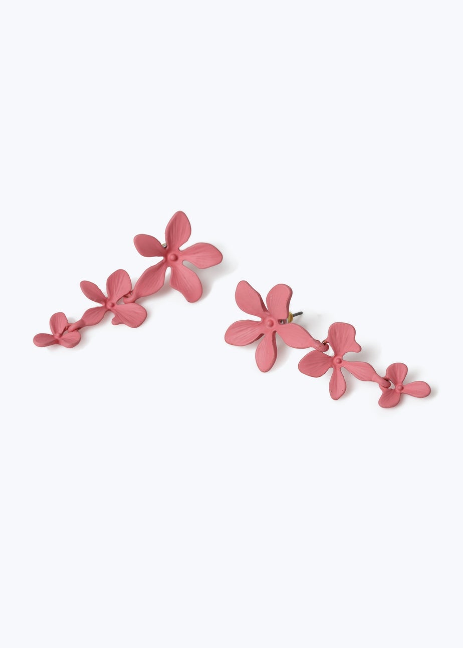 Muse Pink Tripe Flower Powdercoat Earrings