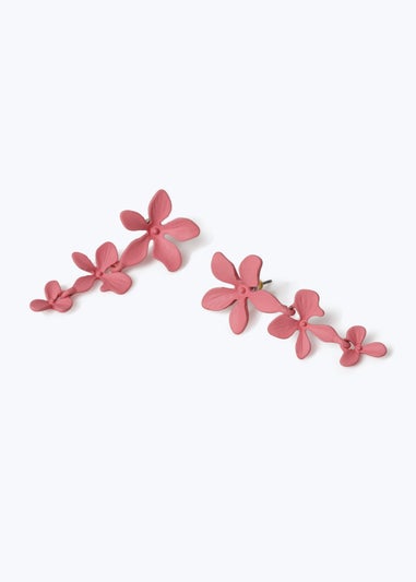 Muse Pink Tripe Flower Powdercoat Earrings