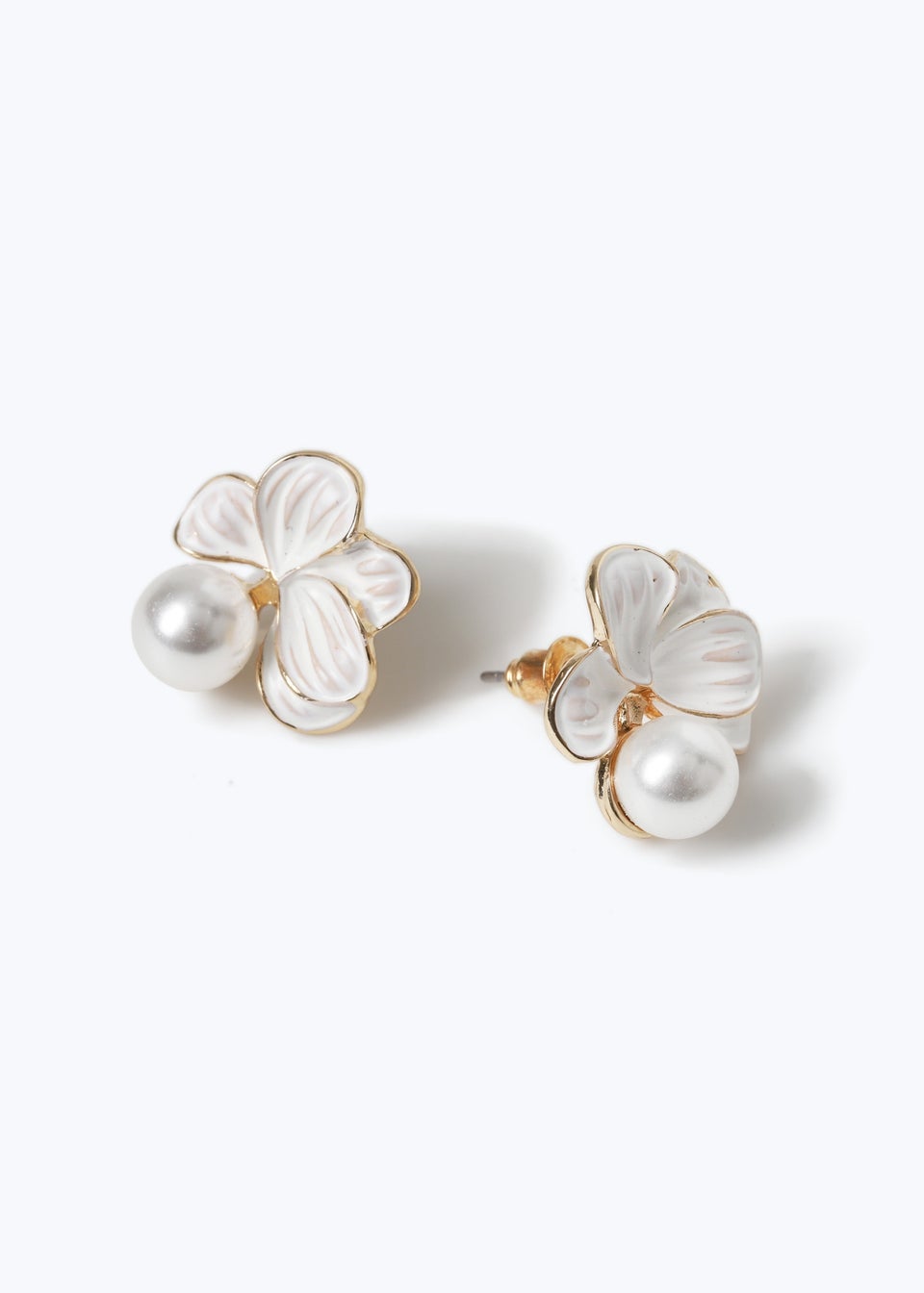 Muse White Enamel Stud Earrings