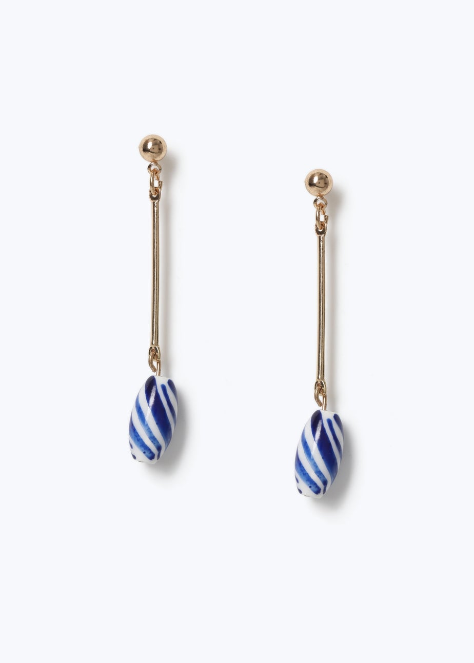 Muse Blue Stripe Drop Earrings