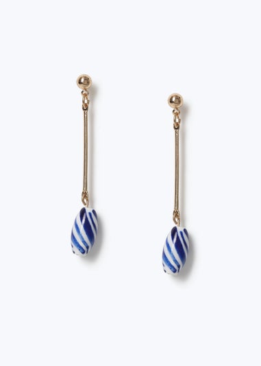 Muse Blue Stripe Drop Earrings