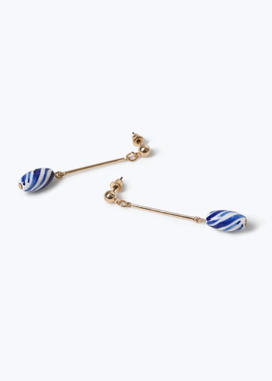 Muse Blue Stripe Drop Earrings