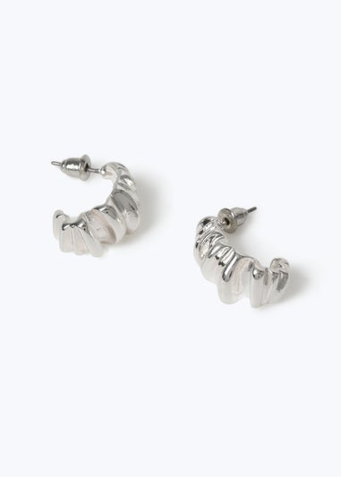 Muse Silver Crinkle Mini Hoop Earrings