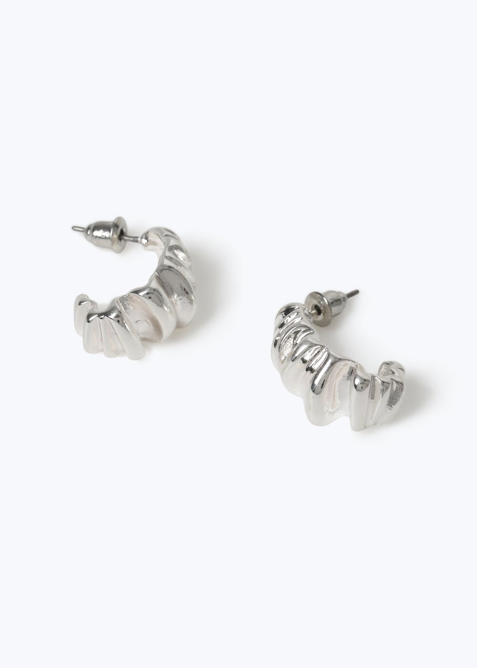 Muse Silver Crinkle Mini Hoop Earrings