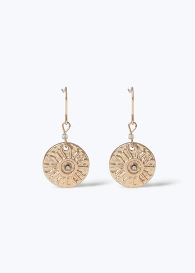 Muse Gold Textured Coin Fishhook Earrings