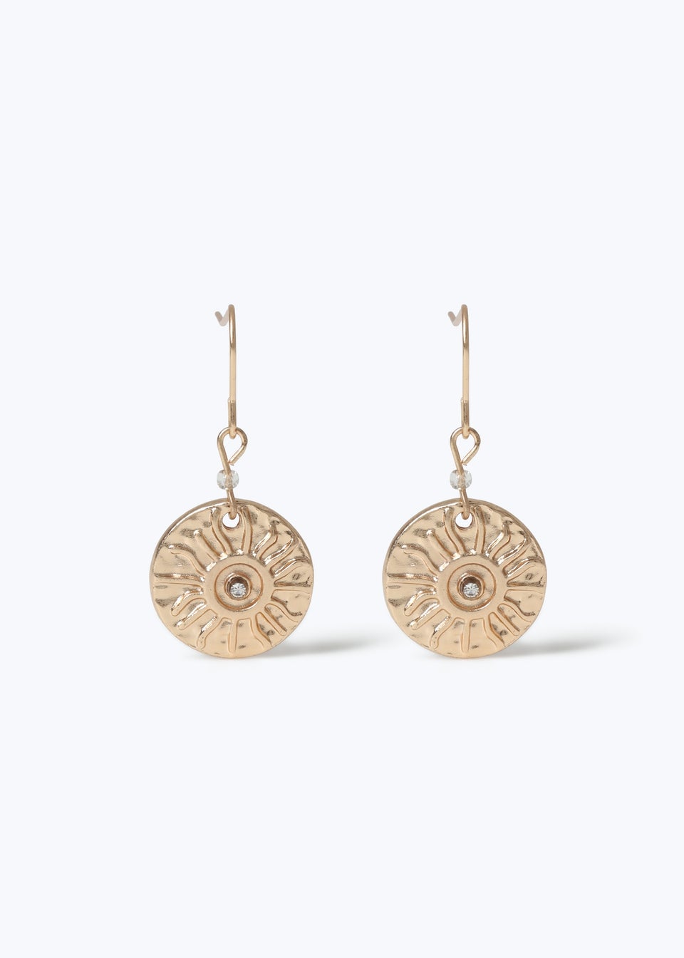 Muse Gold Textured Coin Fishhook Earrings