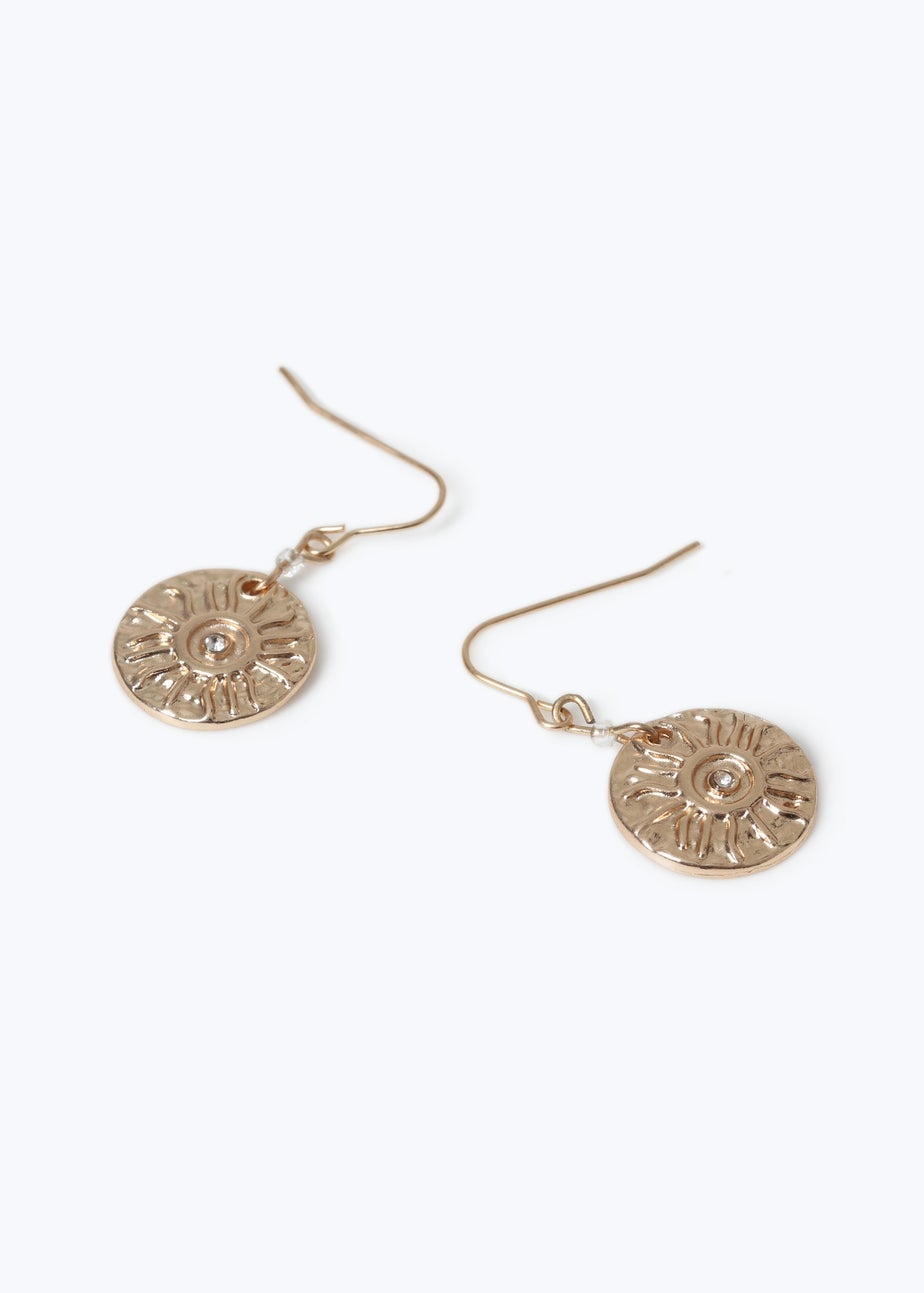 Muse Gold Textured Coin Fishhook Earrings