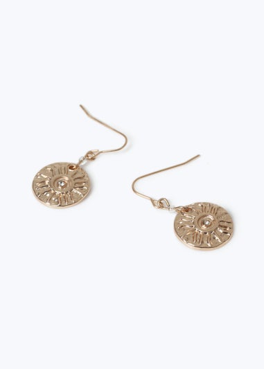 Muse Gold Textured Coin Fishhook Earrings