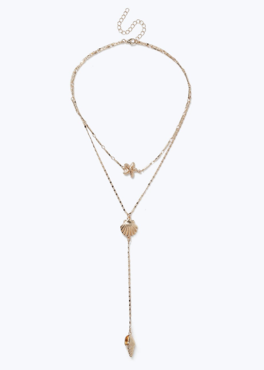 Muse Gold Starfish Shell Multilayer Necklace