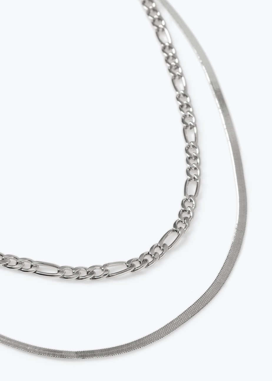 Muse Silver Curb And Snake Chain