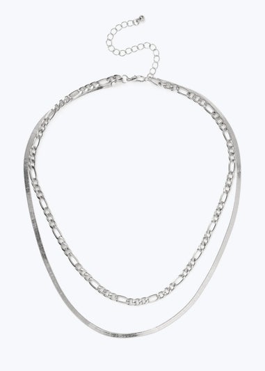 Muse Silver Curb And Snake Chain