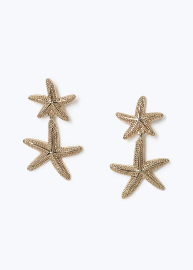 Muse Gold Double Starfish Earrings