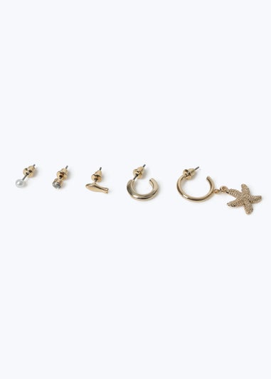 Muse 6 Pack Gold Starfish Earrings