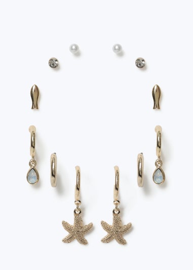 Muse 6 Pack Gold Starfish Earrings