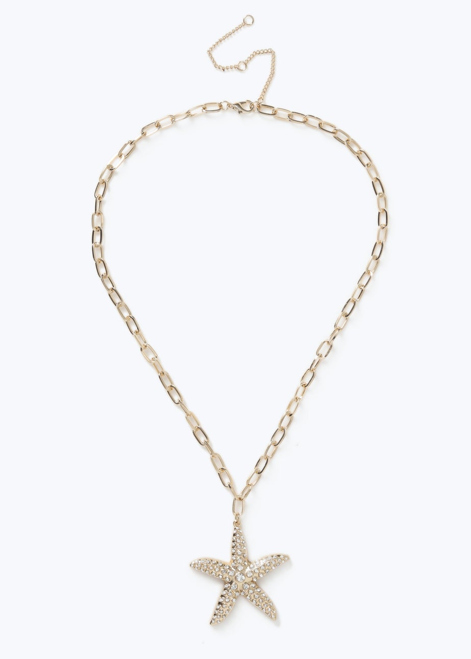 Muse Gold Starfish Metal Pendant Necklace