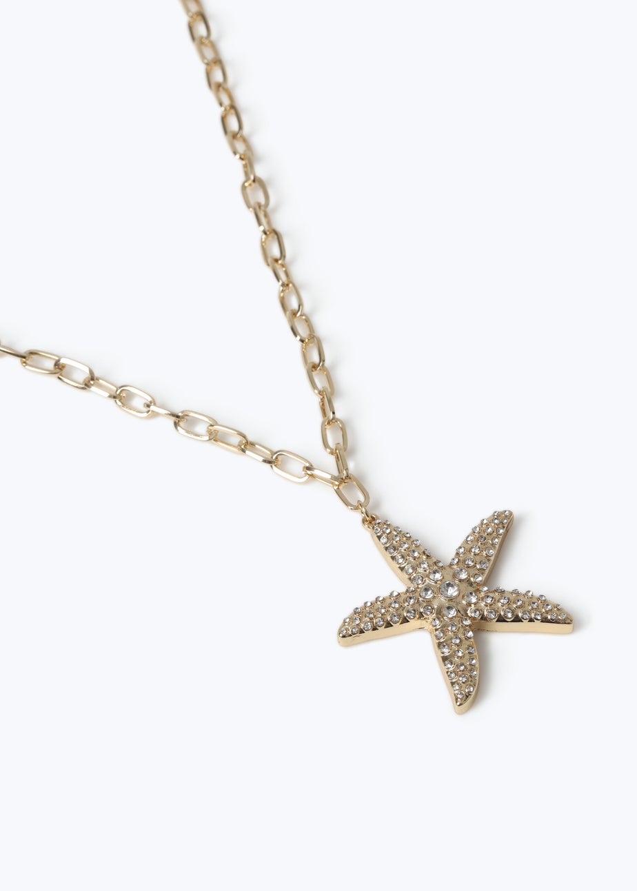 Muse Gold Starfish Metal Pendant Necklace