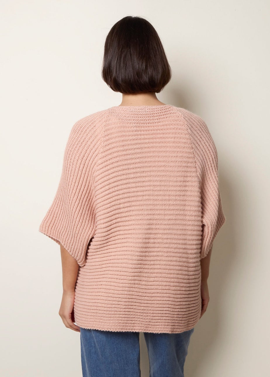 Blue Vanilla Pink Edge To Edge Rib Cardigan