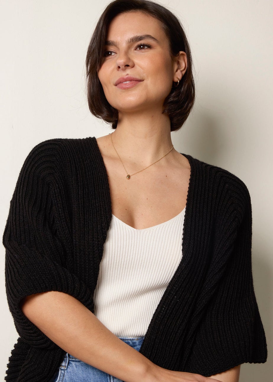 Blue Vanilla Black Edge To Edge Rib Cardigan