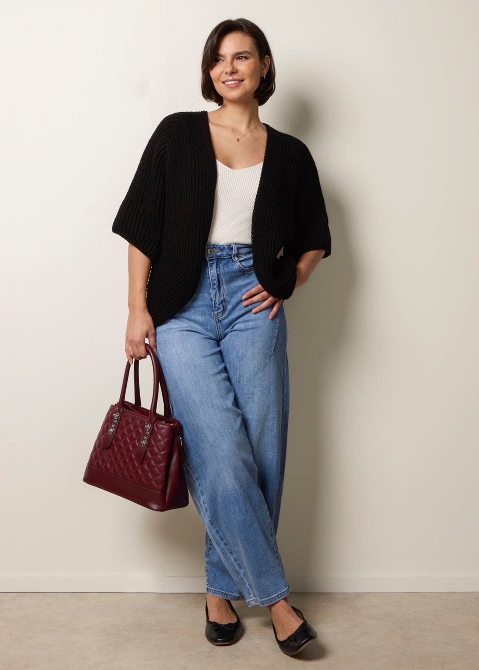 Blue Vanilla Black Edge To Edge Rib Cardigan