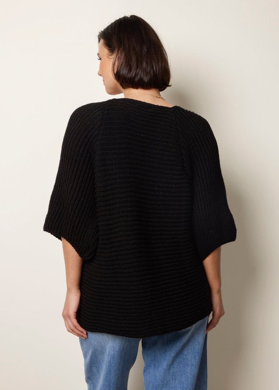 Blue Vanilla Black Edge To Edge Rib Cardigan