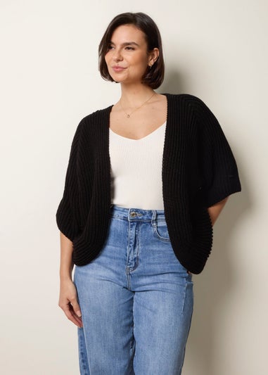 Blue Vanilla Black Edge To Edge Rib Cardigan