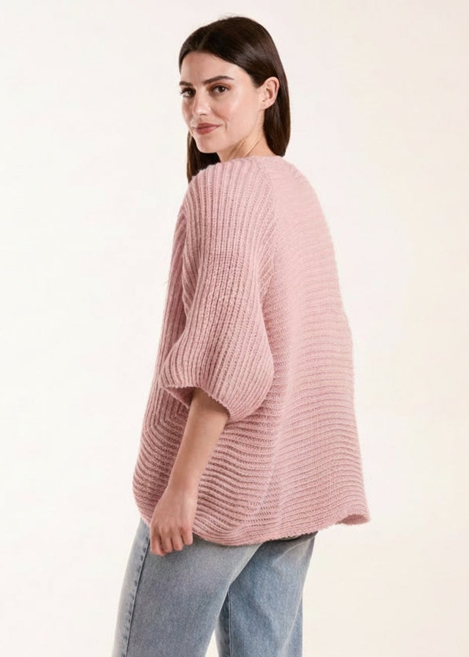 Blue Vanilla Pink Knitted Mid Length Cardigan