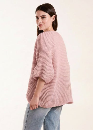 Blue Vanilla Pink Knitted Mid Length Cardigan