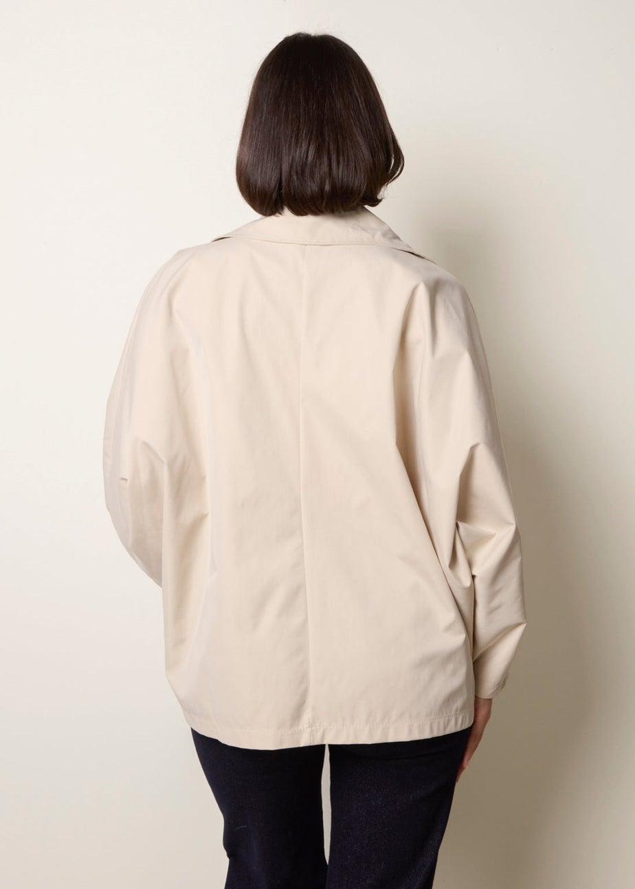 Blue Vanilla Beige Oversized Short Length Trench Coat