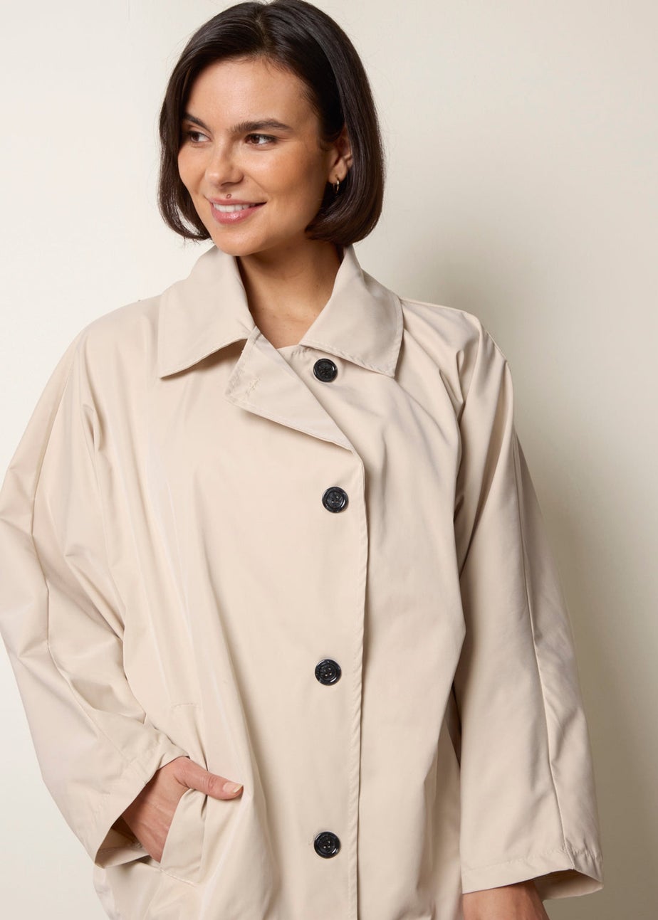 Blue Vanilla Beige Oversized Short Length Trench Coat