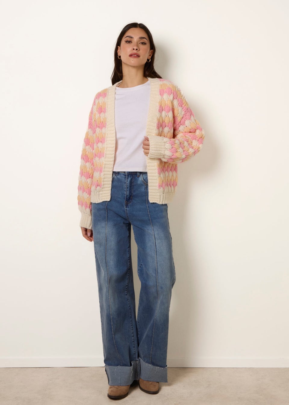 Blue Vanilla Pink Multicoloured Striped Cardigan