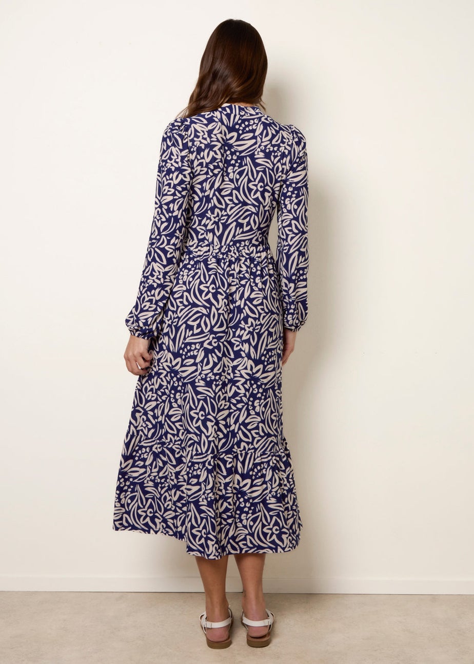 Blue Vanilla Navy Button Front Collared Midi Dress