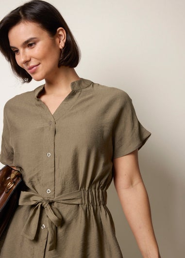 Blue Vanilla Khaki Two Piece Belted Co-Ord Set