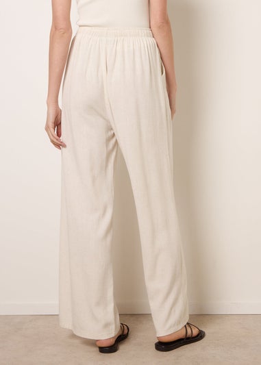 Blue Vanilla Cream Linen-Blend Drawstring Trousers