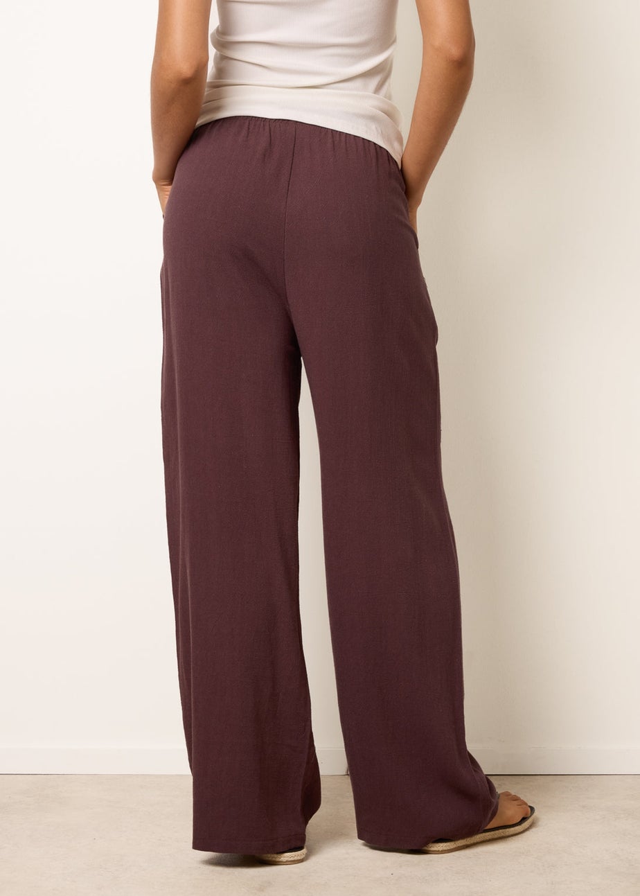 Blue Vanilla Brown Linen-Blend Drawstring Trousers