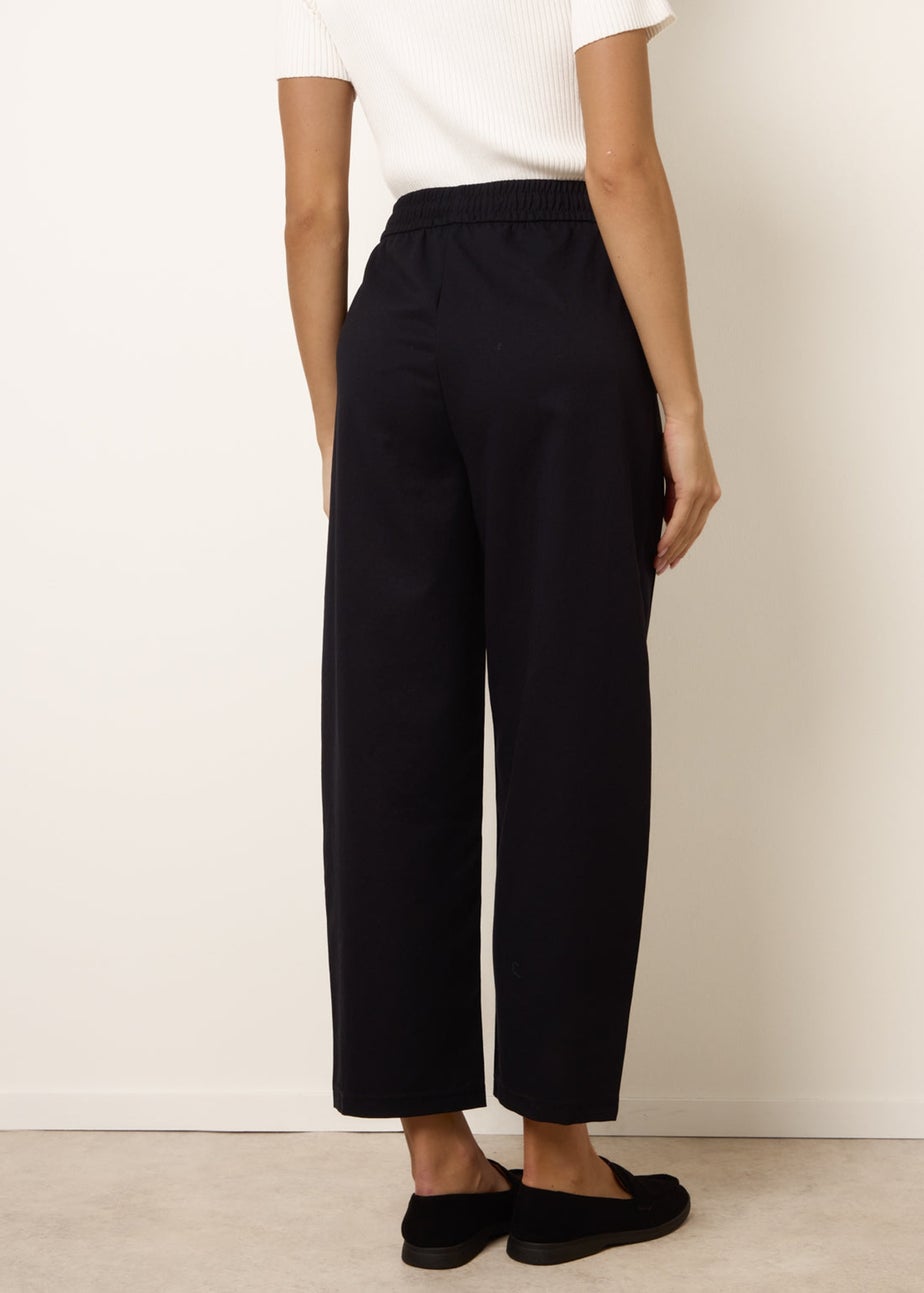 Blue Vanilla Navy Elastic Waist Drawstring Trousers