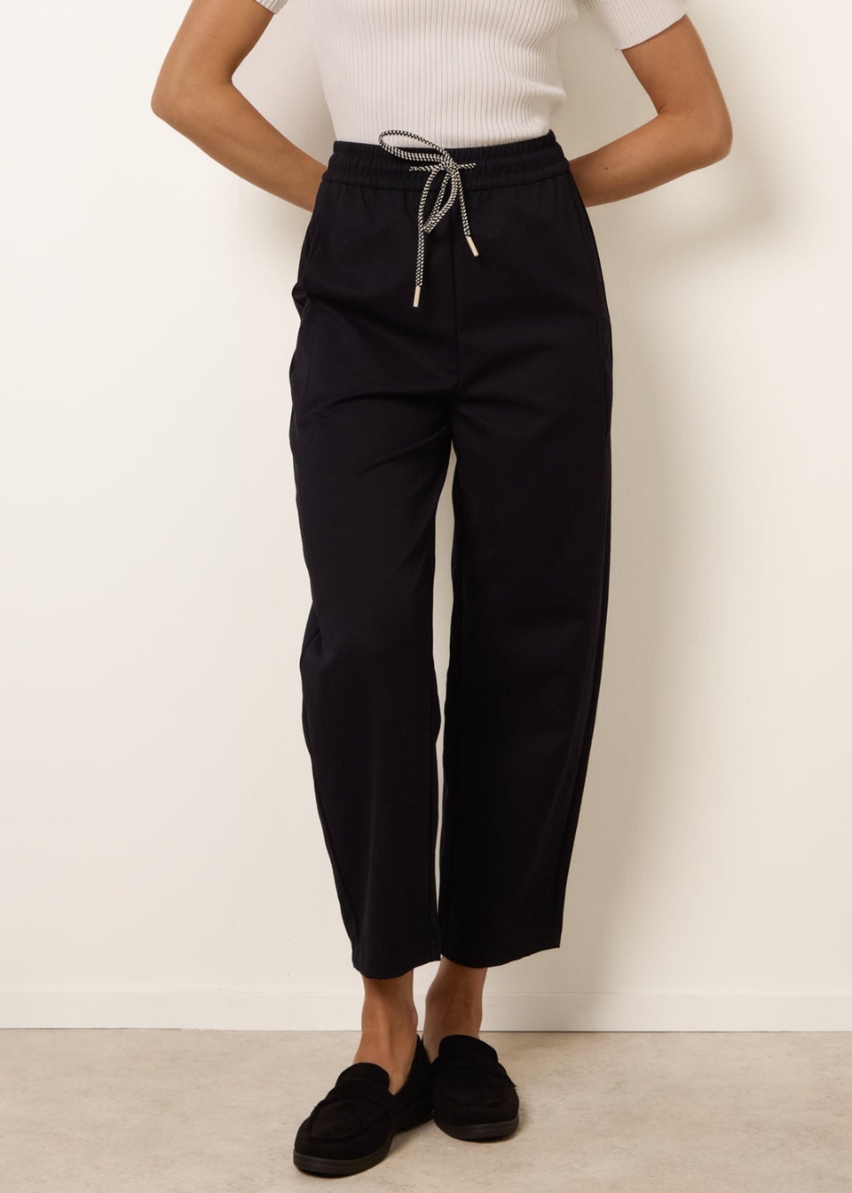 Blue Vanilla Navy Elastic Waist Drawstring Trousers
