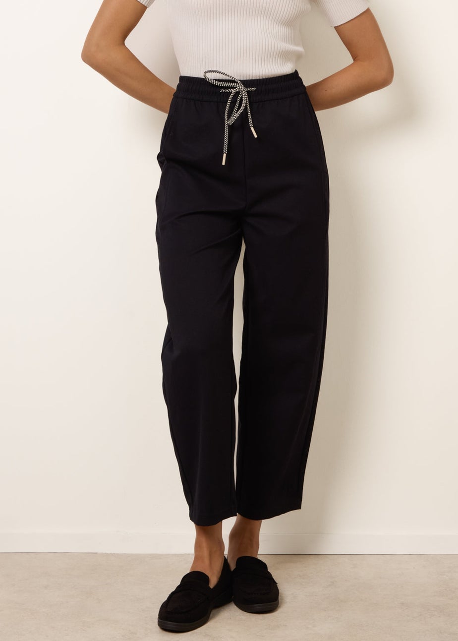 Blue Vanilla Navy Elastic Waist Drawstring Trousers