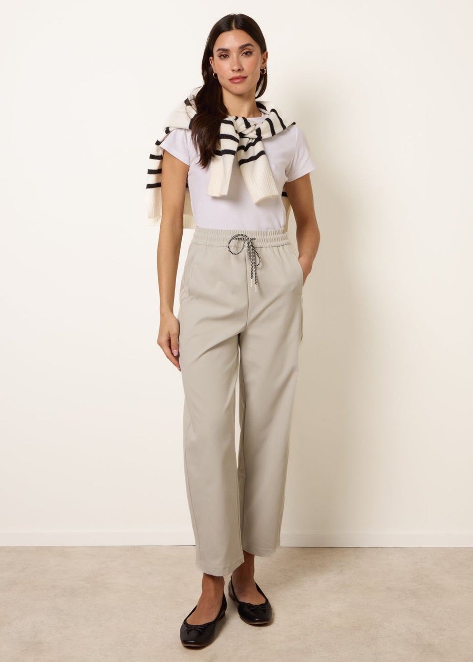 Blue Vanilla Stone Elastic Waist Drawstring Trousers