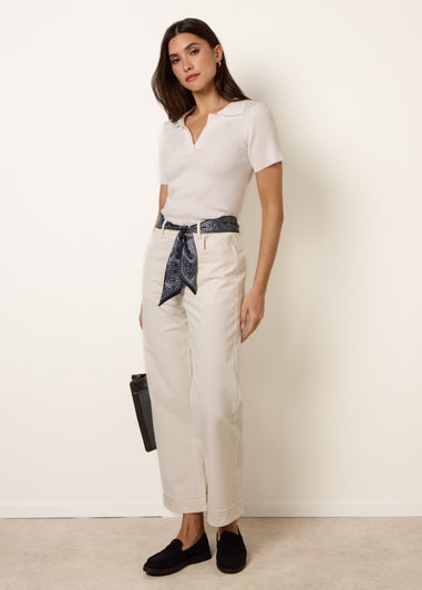 Blue Vanilla White Scarf Belt Trousers