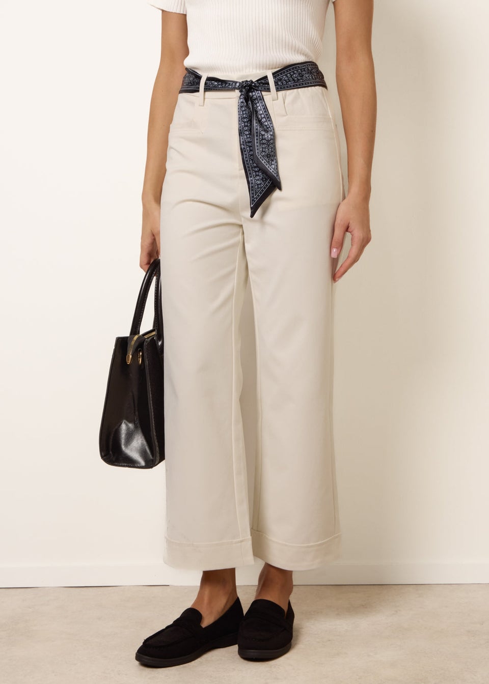 Blue Vanilla White Scarf Belt Trousers