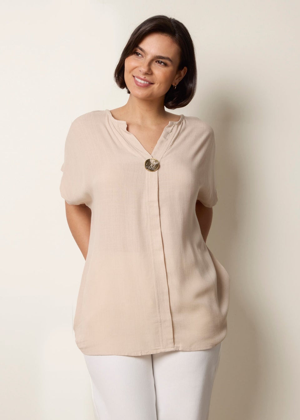 Blue Vanilla Stone Short-Sleeve Tunic Top