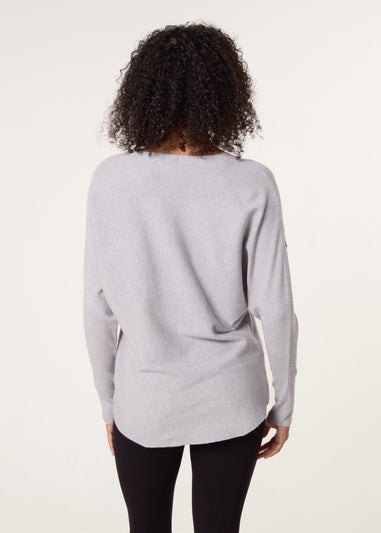 Blue Vanilla Grey Embroidered Long Sleeve Jumper
