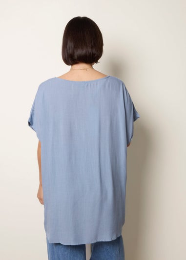 Blue Vanilla Blue Short-Sleeve Tunic Top
